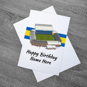 Elland Road Leeds Birthday Personalised Card With Envelope