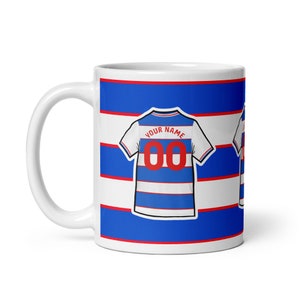 Tazza da calcio in ceramica personalizzata ispirata al Q.P.R. 23/24, realizzata a mano