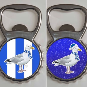 Brighton Inspired Seagull Football Metal Bottle Opener Fridge Magnet