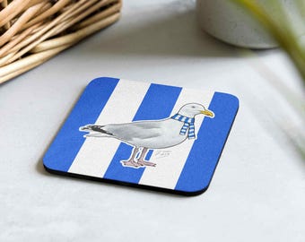 Brighton Themed Seagull Memorabilia Hand Sublimated Football Coaster