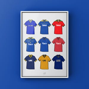 Póster con temática de camisetas inspiradas en los clásicos retro de Wimbledon