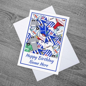 Biglietto di auguri per compleanno o altre occasioni personalizzate con magliette in stile retrò ispirate a Hartlepool - Con busta