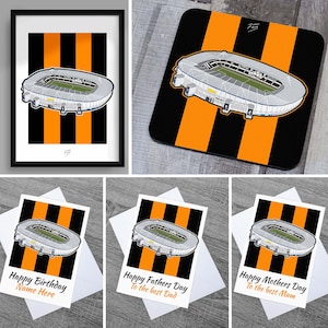 Home of the Tigers Hull Themed Football A5, A4, A3 Print / Coaster / Greetings Cards
