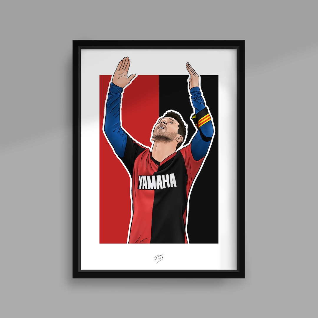 Lionel Messi Newell's Old Boys Handmade Illustrated Football A4 Poster ...