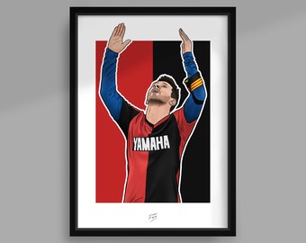 Lionel Messi Newell's Old Boys Handmade Illustrated Football A4 Poster Print