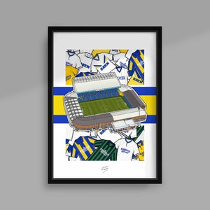 Elland Road Leeds Handmade Illustrated Football Poster Print