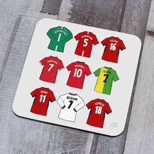 M Utd Legends Shirts Memorabilie Hand sublimierter Fußball-Untersetzer