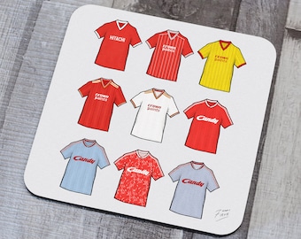 Liverpool Retro Shirts Memorabilia Hand Sublimated Football Coaster