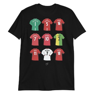 M United Legends Shirts Illustrated Football Themed T-Shirt