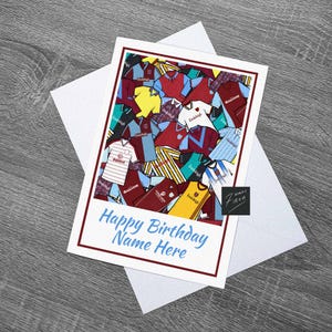 Burnley Inspired Retro Style Shirts Card Birthday or Other Custom - With Envelope