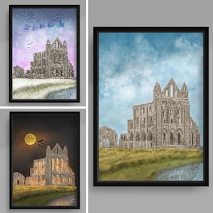 Whitby Abbey Illustrated Art Poster Print