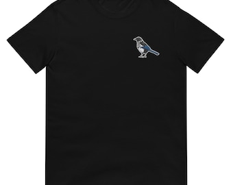Magpie with Scarf Embroidered Short-Sleeve Unisex T-Shirt