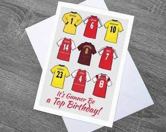 Gunners Legends Shirts Birthday, Fathers Day, Mothers Day Football Card With Envelope