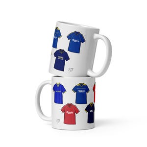 Taza de cerámica hecha a mano con ilustraciones de camisetas inspiradas en los clásicos de Wimbledon
