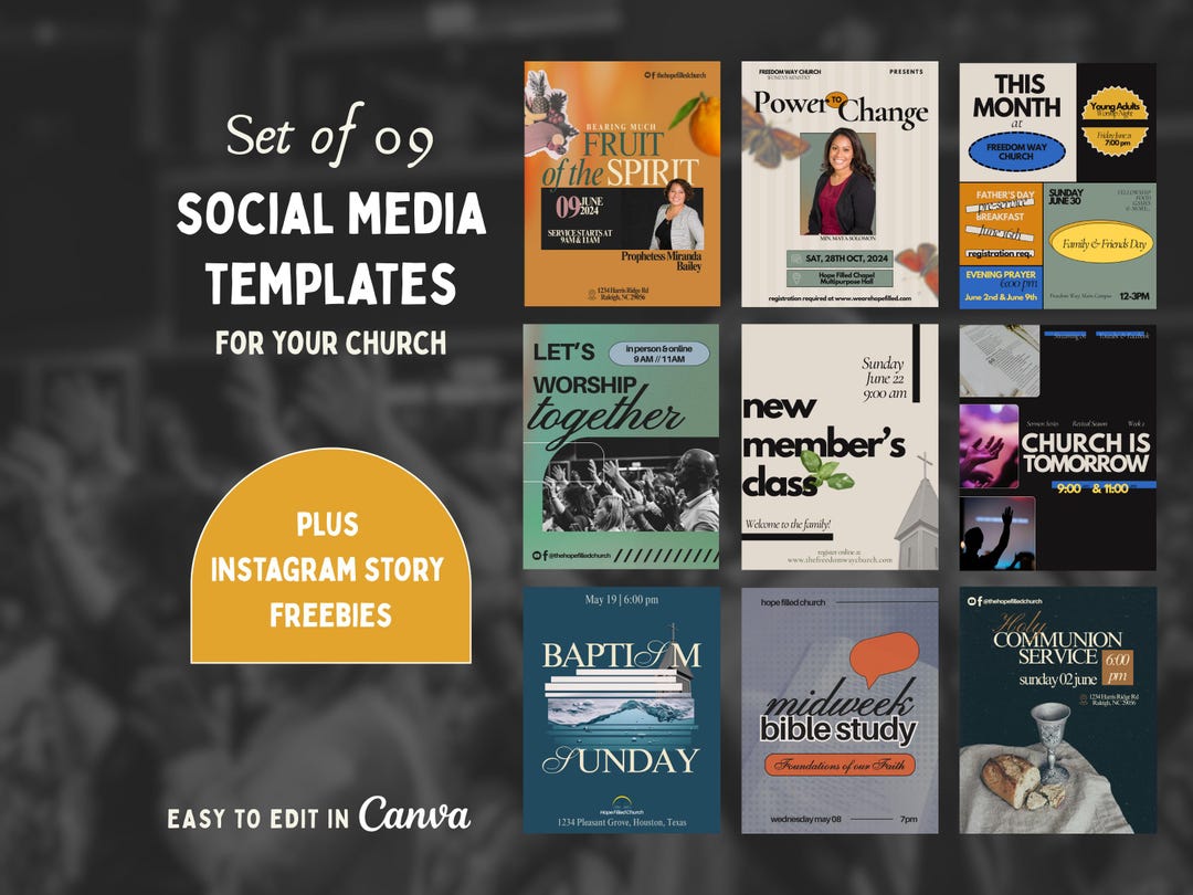 Church Social Media Posts, Canva Templates, Instagram Bundle, Faith ...