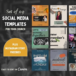 Church Social Media Posts, Canva Templates, Instagram Bundle, Faith Religious Marketing, Christian Aesthetic, Christian Social Media