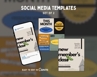 Church Instagram Canva Templates, Sunday Service Graphics (Set of 2)