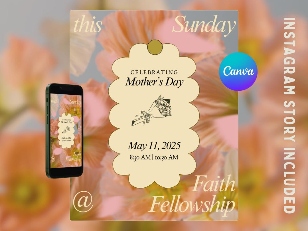 Mother's Day Church Flyer First Lady Church Template Canva Social Media ...