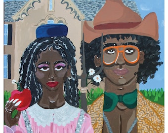 A Black Americana | Juneteenth Art | Black Art | Black Fashion Art | African American Wall Art | Farmhouse Style | Black History Month Art