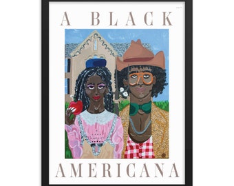 A Black Americana | Framed Wall Art | Framed Illustration Print | Art Print | Fashion Illustration Print | Black Art | Black History Month