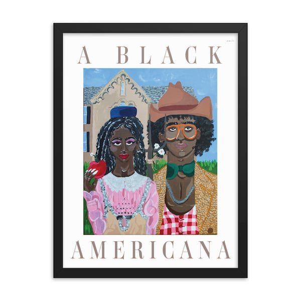 A Black Americana | Framed Wall Art | Framed Illustration Print | Art Print | Fashion Illustration Print | Black Art | Black History Month