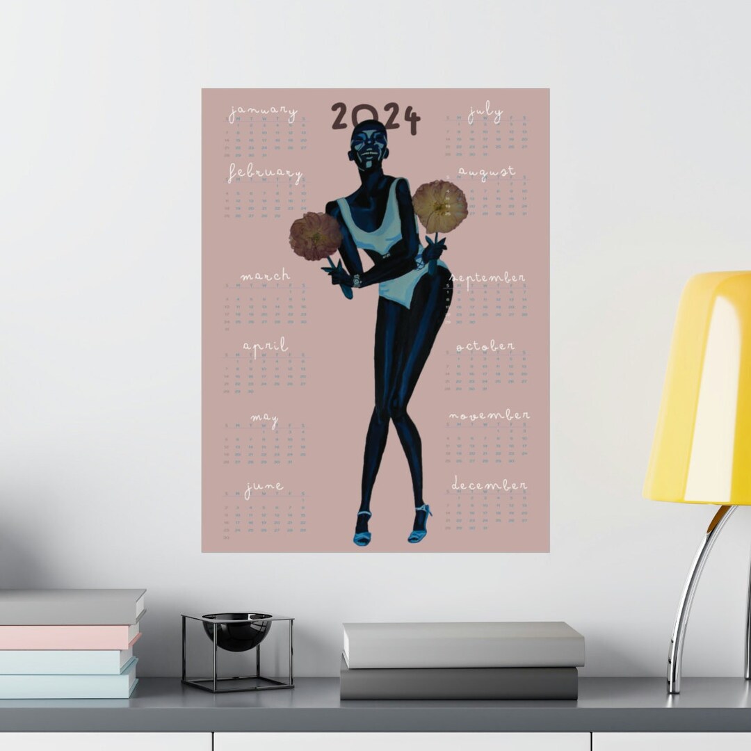 Calendar Poster Calendar Wall Art 2024 Calendar Calendar Print Black