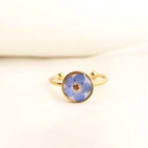 Forget Me Not Wildflower Resin Ring, Adjustable Blue Pressed Flower Ring, Blue Blossom Botanical Ring Christmas Gift For Her image 5