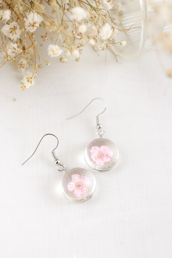 Clear flower earrings discount
