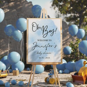 Oh Boy! Baby Boy Blue Baby Shower Event Welcome Sign Printable 18x24 ...