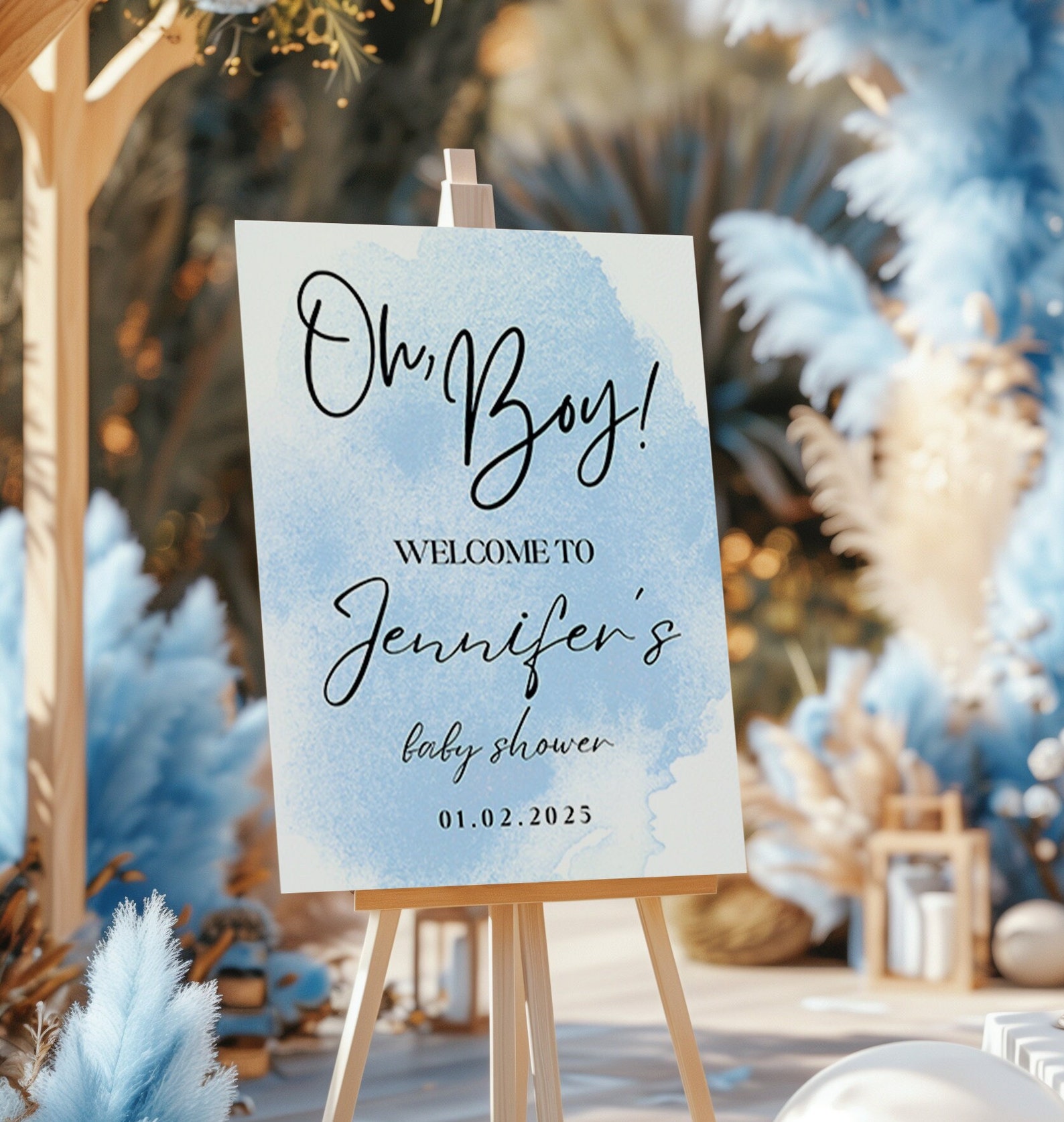 Oh Boy! Baby Boy Blue Baby Shower Event Welcome Sign Printable 18x24 ...