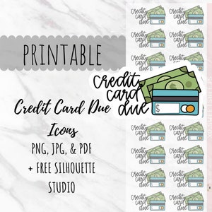 AFDRUKBAAR | Planner Stickers - Print & Cut Credit Card Icons, Happy Planner, Erin Condren, Digitale Planner, Handgeschreven, Cricut/Silhouet