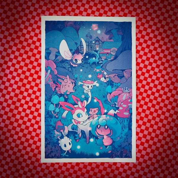 ballonlea fairy town risograph print - 11x17"