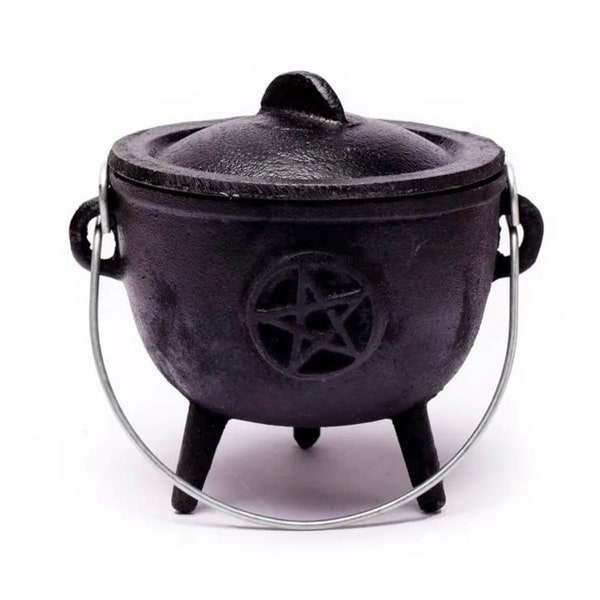 Pentagram / pentacle Witch’s Cauldron (cast iron)- loose incense , smoke cleansing , witchcraft supplies - witch gift - incense burner