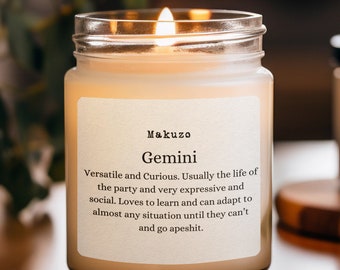 Funny Gemini Candles, Gemini Gifts, Birthday Candles, Star Sign Candle, Zodiac Sign Candle, Horoscope Candle