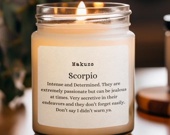 Funny Scorpio Candles, Scorpio Gifts, Birthday Candles, Star Sign Candle, Zodiac Sign Candle, Horoscope Candle