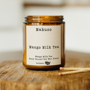 Mango Milk Tea Wood Wick Candle, Boba Candle,  Asian Candle, Sweet Candle, Asian Dessert Candle