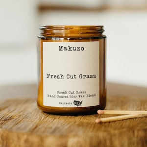 Fresh Cut Grass Wood Wick Candle, Grass Scented Candle, Fresh Scent Candle