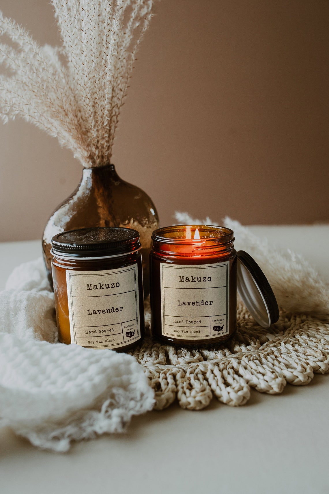 Lavender Wood Wick Candle Crackling Candle Scented Candle Etsy