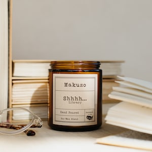 Library Wood Wick Candle | Soy Wax Blend | Crackling Candle | Scented Candle | Jar Candle | Aromatherapy Candles | Strong Candles | Bookworm