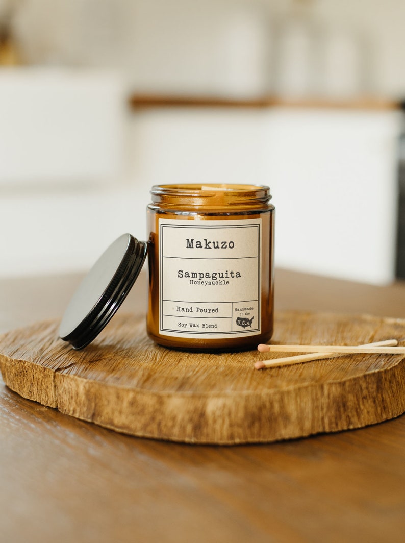 Honeysuckle Wood Wick Candle Crackling Candle Scented Etsy