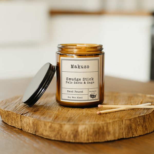 Palo Santo and Sage Wood Wick Candle | Smudge Stick Candle