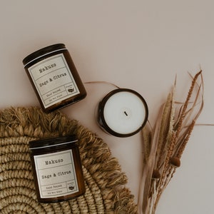 Sage and Citrus Wood Wick Candle Soy Wax Blend Crackling Candle Scented Candle Aromatherapy Candles Strong Candles image 5