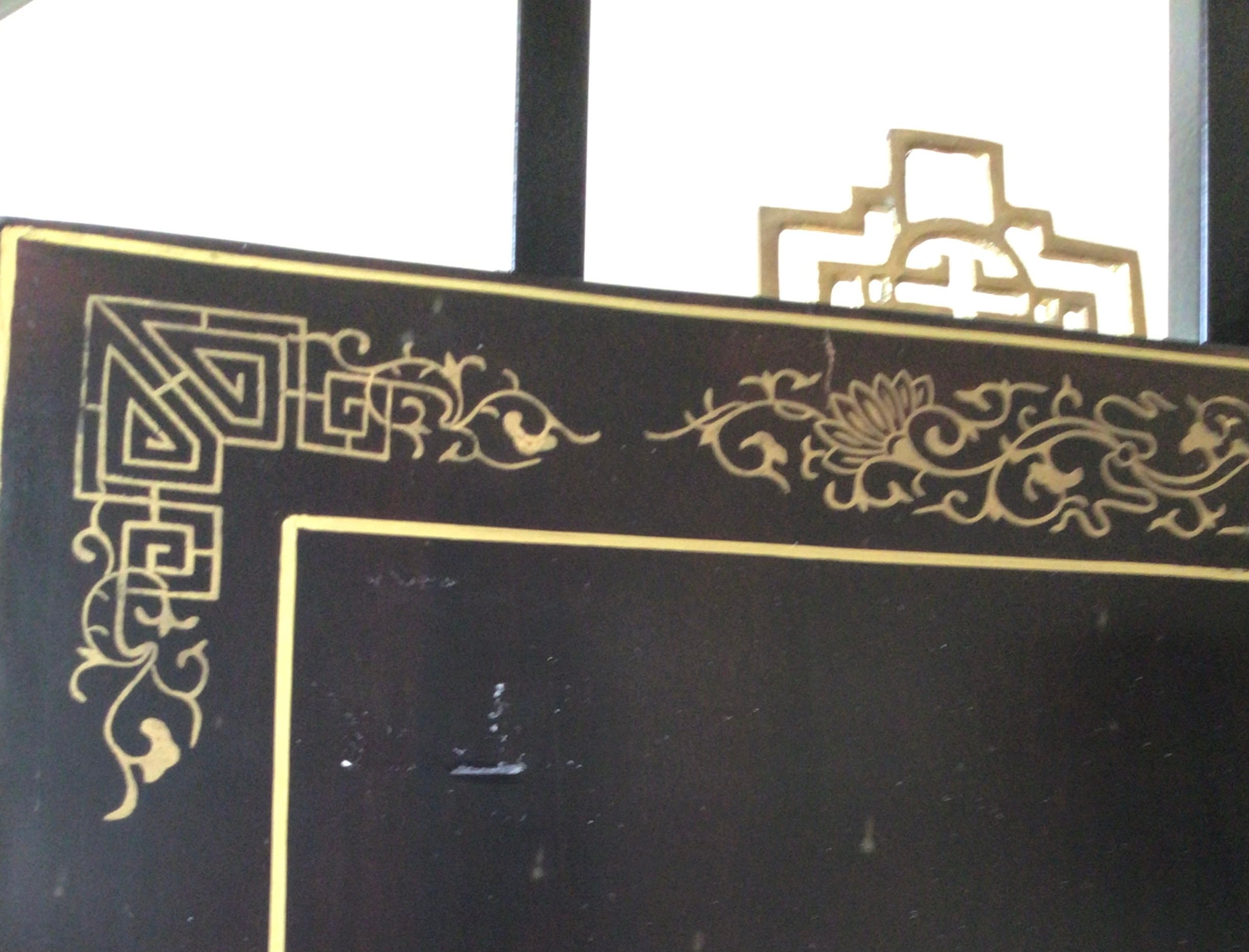 Wall Asian Art/black Lacquered Asian/chinese Gold Embossing Etsy