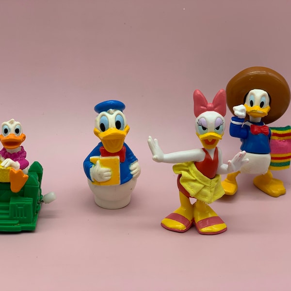 Vintage Disney Donald Duck and Daisy Ducks Toys Figurines; The Three Cabelleros collectible figurine 1990s children's decor