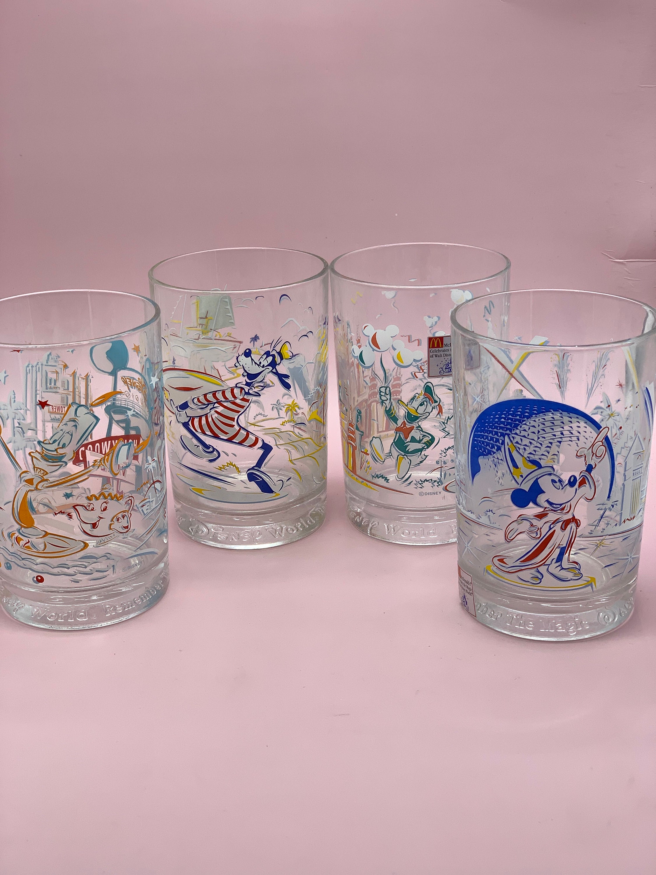 Vintage Walt Disney 25th Anniversary Drinking Glasses Set of
