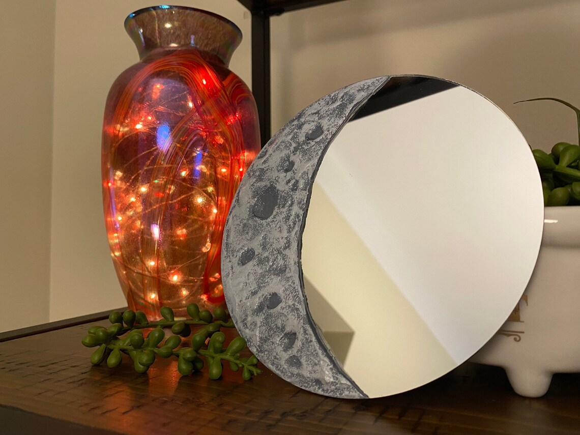 Lunar Bella Crescent Moon Mirror 6 Round Mirror Wall Decor Etsy