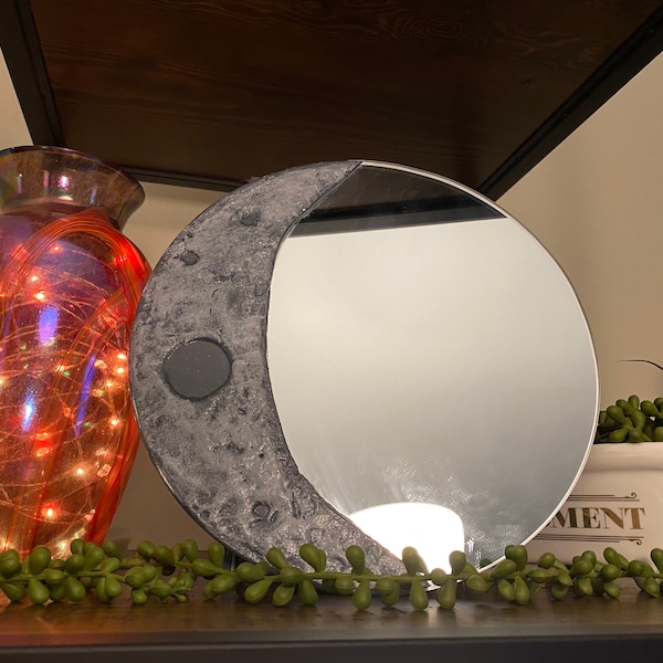 Moon Mirror 10 inch | Half Moon | Peruvian Mirror Inspired Wall Decor | Sunburst Mirror Inspired