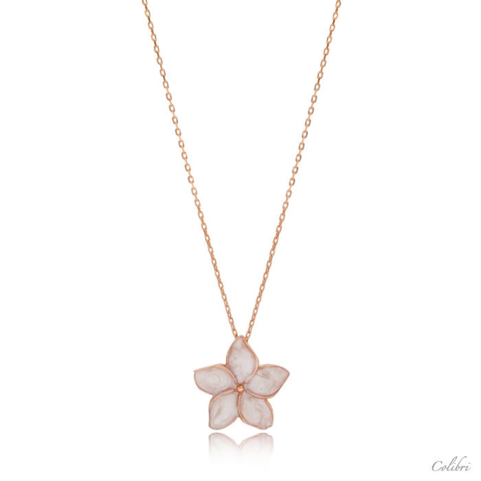 Jasmine Flower Rose Gold Necklace Dainty Jasmine Necklace Etsy
