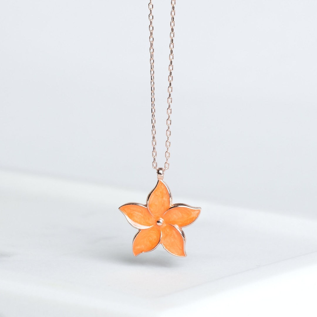Jasmine Flower Necklace in Rosegold Plated Sterling Silver Etsy