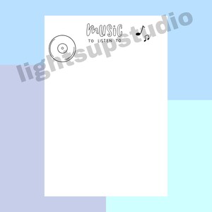 PDF | DIGITAL DOWNLOAD | music to listen to bullet journal page